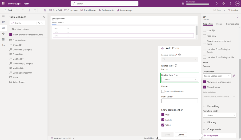 Form Component Control - Dustin Miner