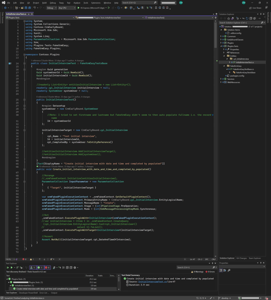 Create and unit test a plugin with FakeXrmEasy - Dustin Miner